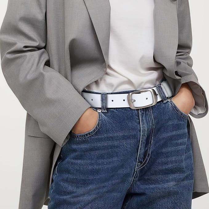 XZQTIVE 2 Pack Women Plus Size Leather Belts Fashion Cowhide Waist Belt with Solid Pin Buckle for Jeans Pants Dress