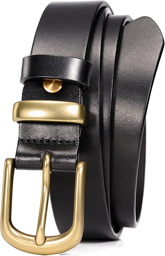 WOLFANT Womens Belts for Jeans in Gift Box,1.1" Ladies Belt with Gold Buckle,100% Italian Full Grain Real Solid Leather