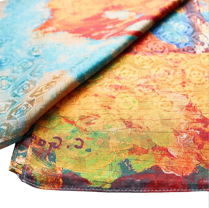 100% Mulberry Silk Scarfs for Women Floral Print Satin Long Scarf for Headscarf Hair Wraps Shawl with Gift Packed