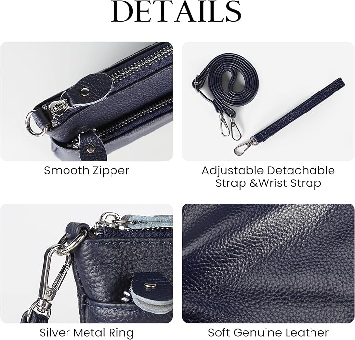 befen Genuine Leather Wristlet Clutch Wallet Purses with RFID Blocking, Small Crossbody Bags Shoulder Handbag for Women