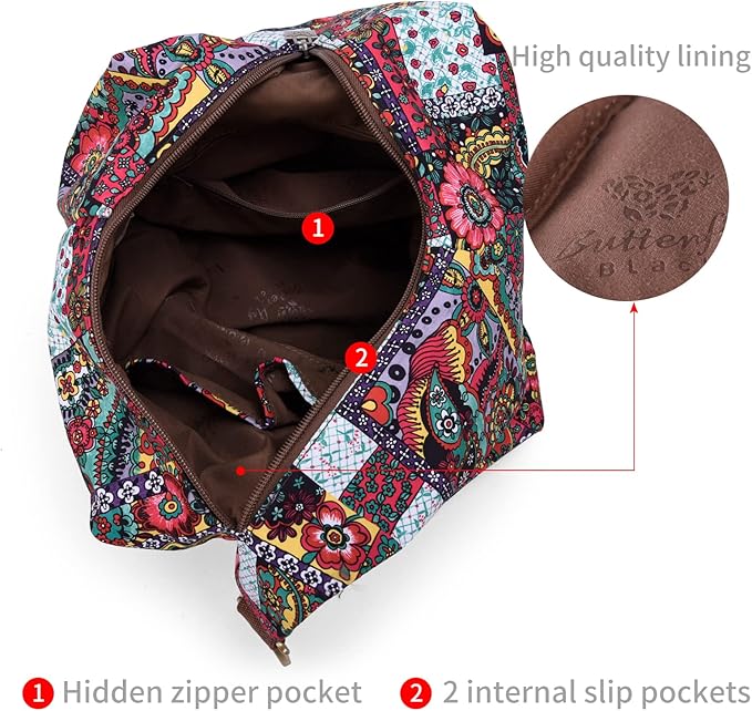 Black Butterfly Premium Backpack for Women, Bohemia Style Fashion Casual Daypack Backpack, Small Backpack Purse (05-brown)