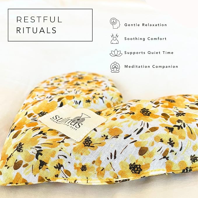 Weighted Heart Eye Pillow with Organic Lavender & Flaxseed – Relaxation Gift for Women, Meditation Tool, Mindful Rest, Cooling Eye Mask, Wellness Self-Care Kit