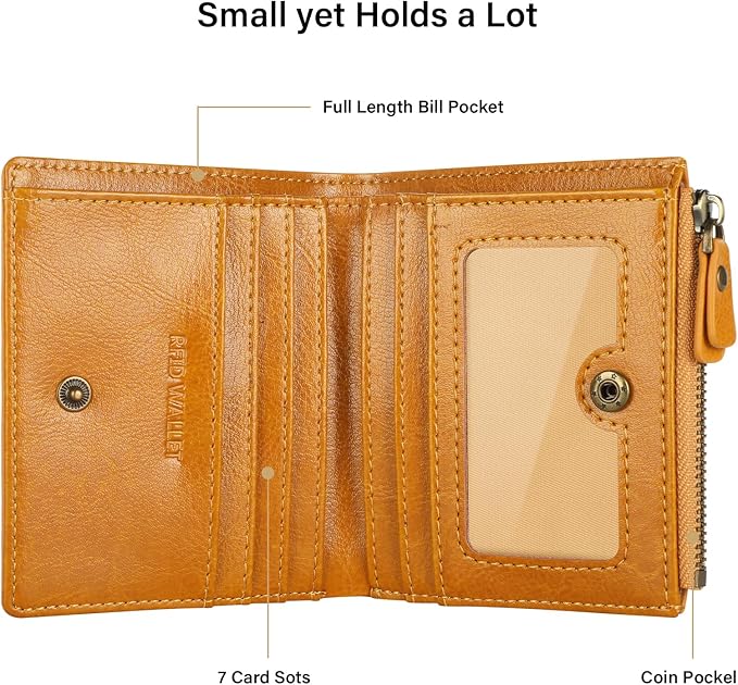 Lavemi Ultra Thin Small Compact Leather Womens Girls Wallets RFID Blocking Credit Card Holder for Women