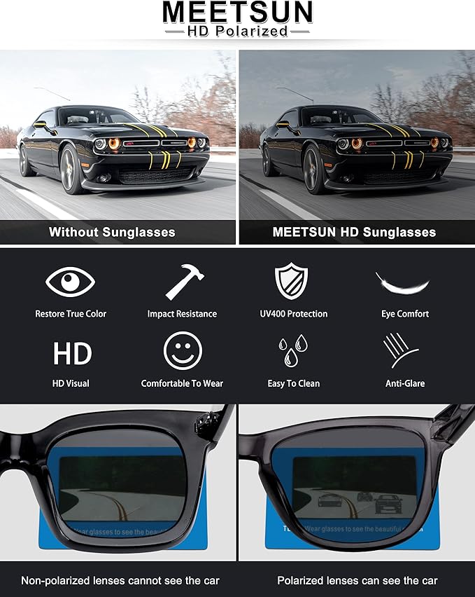 MEETSUN Polarized Sunglasses for Women Men Trendy Classic Retro Designer Style