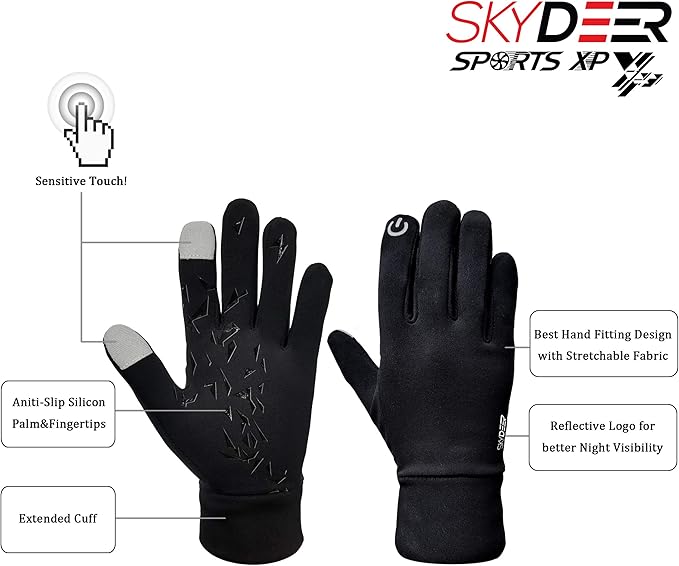 SKYDEER Winter Gloves with Soft Deerskin Suede Leather & Thermal Polar Fleece & Warm 3M Thinsulate Insulation (SD8661T)