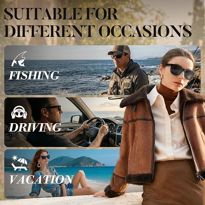 DEAFRAlN Polarized Sunglasses for Women Men, Trendy Fashion Style with UV400 Protection for Driving Fishing Outdoor