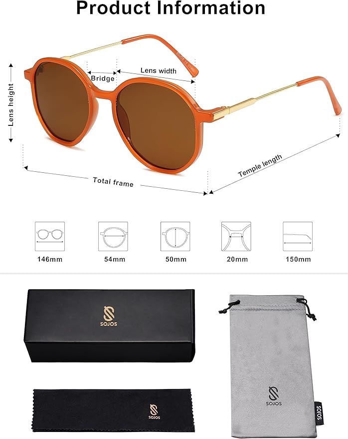 SOJOS Trendy Designer Hexagon Round Sunglasses for Women Fashion Big Shades Geometric Women Sunglasses SJ2181