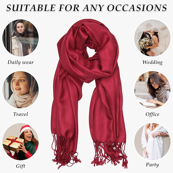 Achillea Soft Silky Pashmina Scarf for Women – Shawl Wrap for Evening Dresses, Bridesmaids, Weddings & Everyday Wear