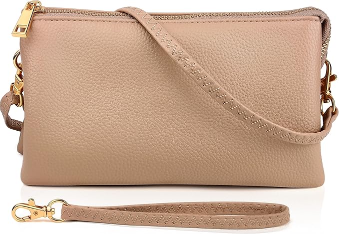 Vegan Leather Wristlet Purse for Women - Small Clutch Purse with Shoulder and Wrist Straps