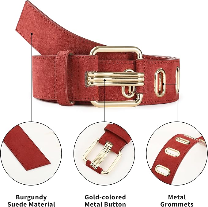 Wide Belts for Women Leather Wide Belts Fashion Thick Black Belt With Gold Buckle Belt for Dresses