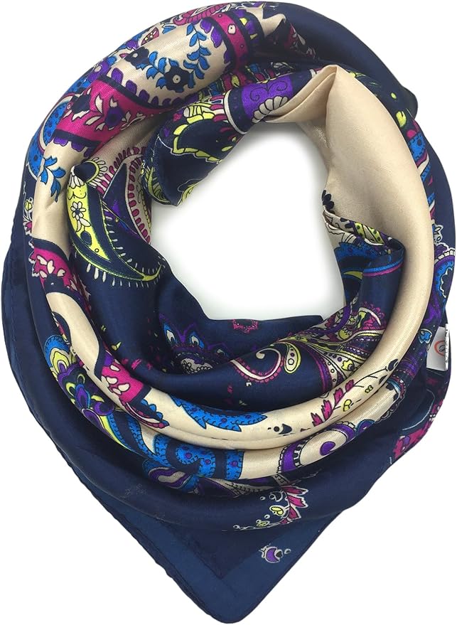 YOUR SMILE Silk Like Scarf Women's Fashion Pattern Large Square Satin Headscarf Headdress
