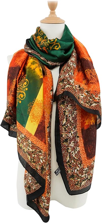 YOUR SMILE Large Mulberry Silk Feeling Long Stain Scarf Lightweight Sunscreen Shawls Wraps for Women