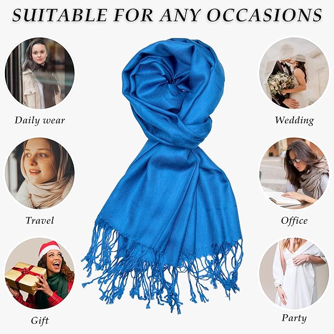 Achillea Soft Silky Pashmina Scarf for Women – Shawl Wrap for Evening Dresses, Bridesmaids, Weddings & Everyday Wear