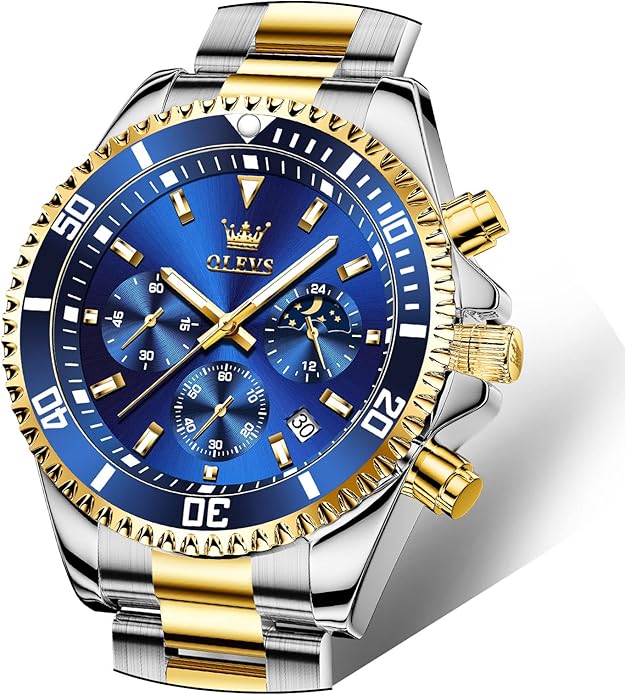 OLEVS Mens Watches Big Face Stainless Steel Waterproof Date Analog Quartz Watches Fashion BusinessWrist Watches for Men…