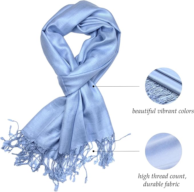 Achillea Soft Silky Pashmina Scarf for Women – Shawl Wrap for Evening Dresses, Bridesmaids, Weddings & Everyday Wear