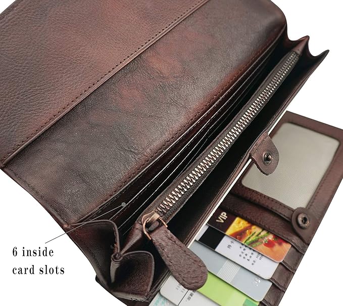 Wallets for Women Large Capacity Leather Clutch Wallet Card Organizer Women's Purse