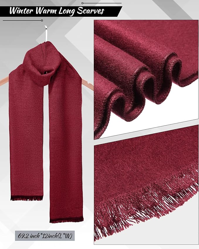 6 Pieces Women Men Knit Winter Warm Beanie Hat Touchscreen Gloves Scarf Set Fleece Lining Skull Caps Neck Scarves (Black, Wine Red)