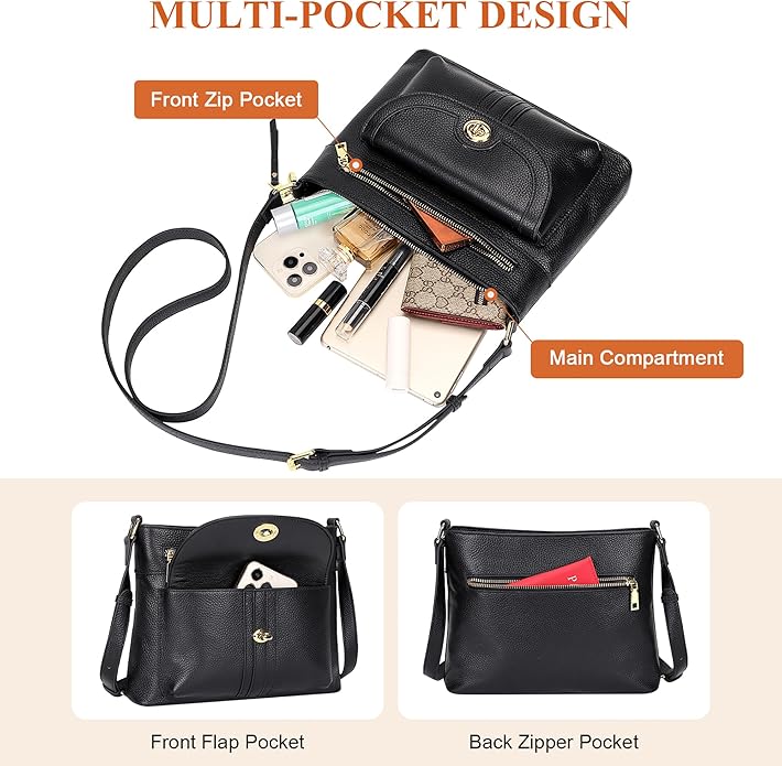 Over Earth Genuine Leather Crossbody Bags for Women Trendy Purses and Ladies Shoulder Handbags