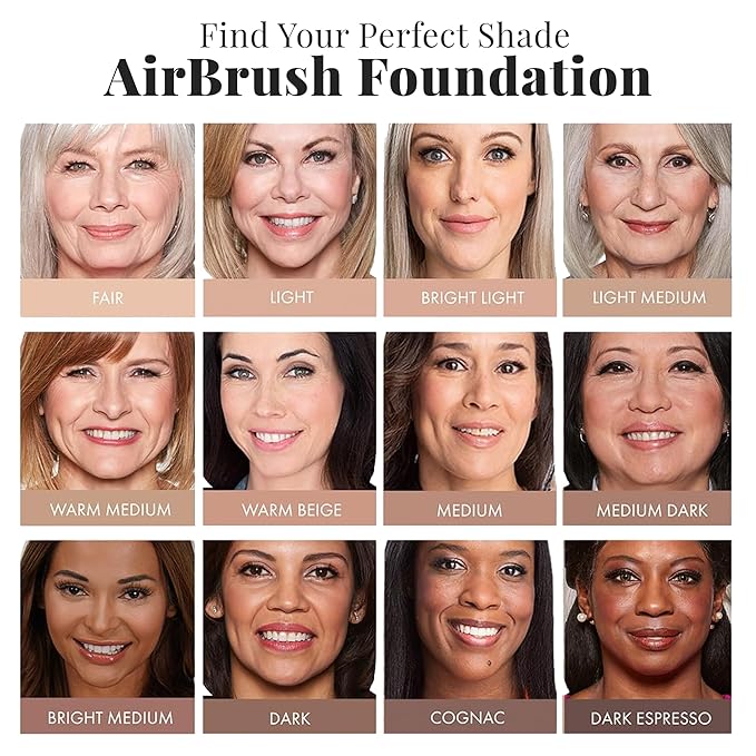 MagicMinerals AirBrush Foundation by Jerome Alexander – 2pc Set with Airbrush Foundation and Kabuki Brush - Spray Makeup with Anti-aging Ingredients for Smooth Radiant Skin - Dark Espresso