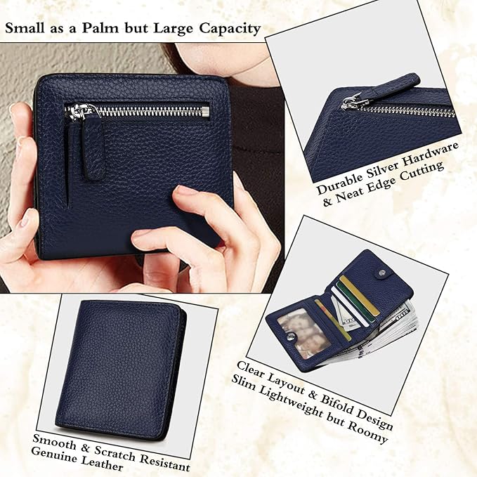 AINIMOER Small Leather Wallet for Women, Ladies Credit Card Holder RFID Blocking Women's Mini Bifold Pocket Purse