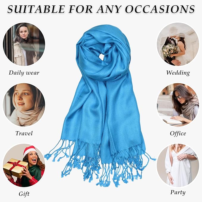 Achillea Soft Silky Pashmina Scarf for Women – Shawl Wrap for Evening Dresses, Bridesmaids, Weddings & Everyday Wear