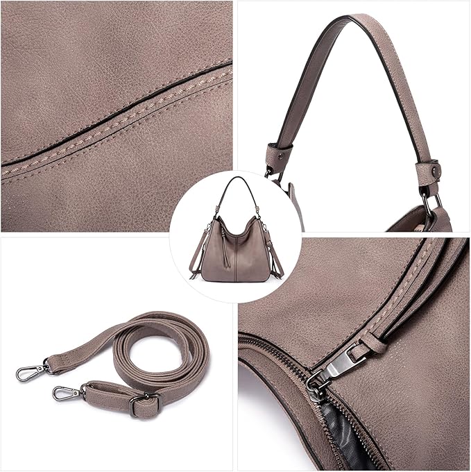 Realer Hobo Crossbody Bags for Women Designer Faux Leather Hobo Handbags Retro Large Size Shoulder Bag Bucket Purse