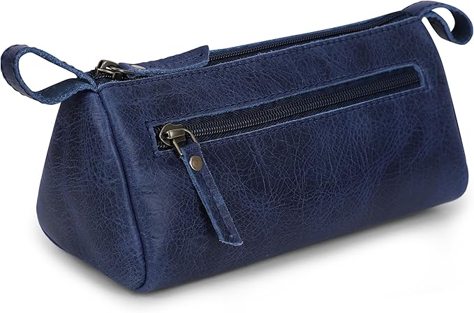 Leather Cosmetic Bags For Men and Women Travel Set HandCrafted Leather Makeup Bag, Small Toiletry Bag, Makeup Essentials Organiser Mini Cosmetic Pouch For Purse Dopp Kit