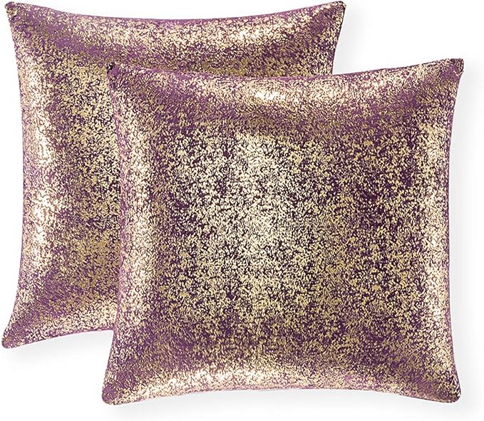 Xinrjojo Set of 2,24 x 24 in,Throw Pillow Covers, Cushion Cases, Decorative Square Pillow Case, Slipover Pillowslip for Home Sofa Couch Chair Back Seat Bedroom Car(Bronzing- Lavender Purple)