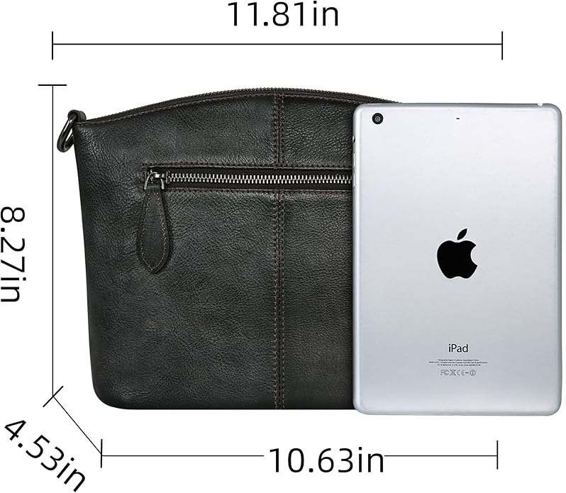 HESHE Crossbody Bags for Women Genuine Leather Purses with Multi-Pockets Vintage Ladies Small Shoulder Satchel Bag