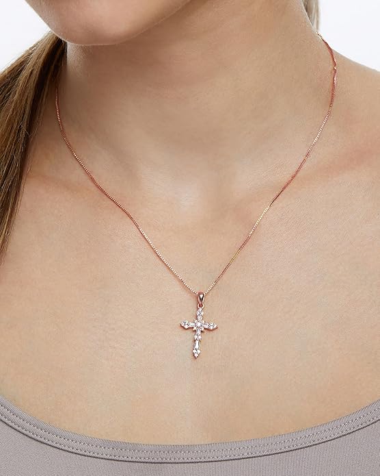 Milla 14K Gold Plated Cross Necklace for Women, Silver Cross Necklaces for Women, 18 inches Chain with Cross Pendant
