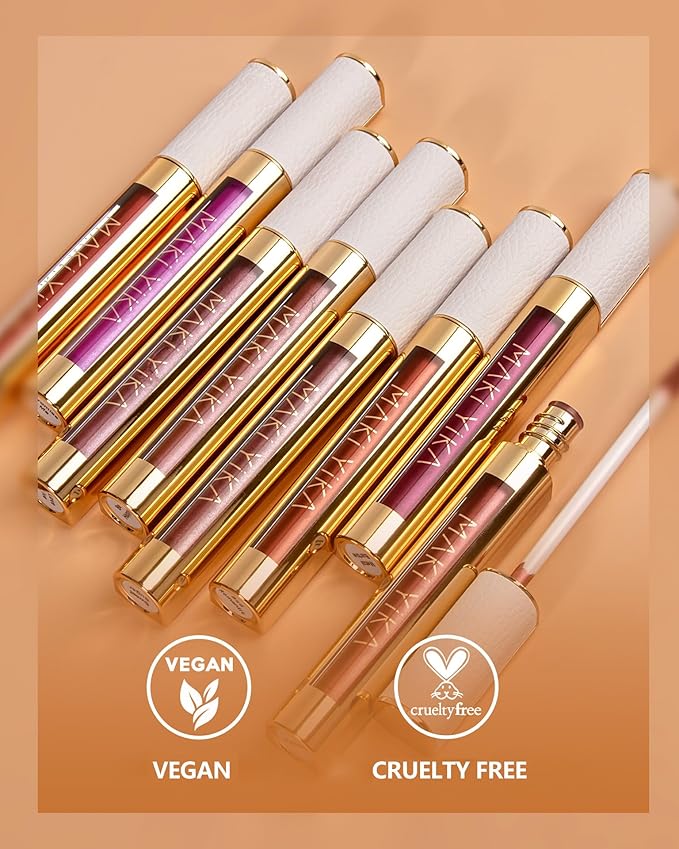 MAKI YIKA Metallic Lipsticks Long Lasting Brown Lipstick for Women, High Shine Glitter Lipstick No Smudge Transferproof iquid Lip Gloss (BR09 Celebration)