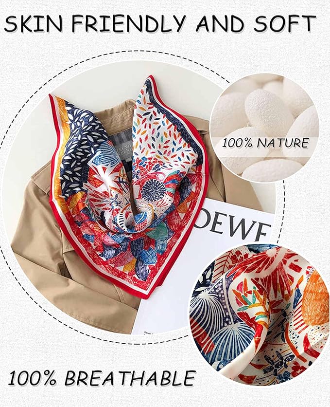 Dailyacc Hair Bandanas Scarf For Women Lightweight Fashion Neck Silk Satin Head Scarves For Sleeping Handbags Scarf