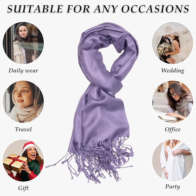 Achillea Soft Silky Pashmina Scarf for Women – Shawl Wrap for Evening Dresses, Bridesmaids, Weddings & Everyday Wear