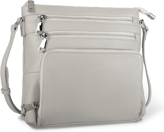 befen Genuine Leather Crossbody Bags for Women, Medium Anti-Theft Shoulder Purse with Built in RFID Wallet for Travel