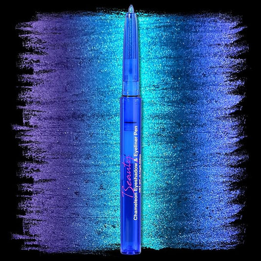 Chameleon Metallic Eyeshadow & Eyeliner Gel Pencil – Multichrome Shifting Colors Glitter Eye Makeup, Waterproof Long-Lasting Smudge-Proof Duochrome Pencil (Electric Blue to Royal Purple)