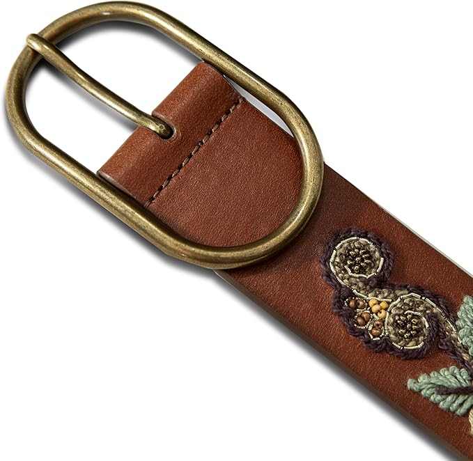 Lucky Brand Women's Embroidered Leather Belt | Stylish | Classic | Western-Inspired | American Heritage | Jean | Pant