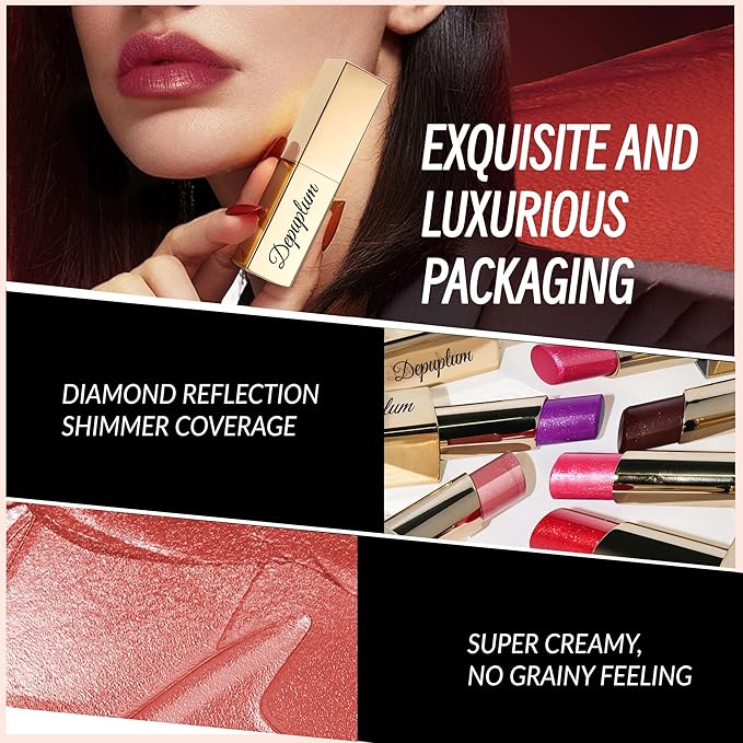 Red Brown Nude Lipstick Set for Women Shimmer Tinted Lip Balm Hydrating Moisturizing Lip Gloss Cruelty Free Lip Makeup, DM108/111/118
