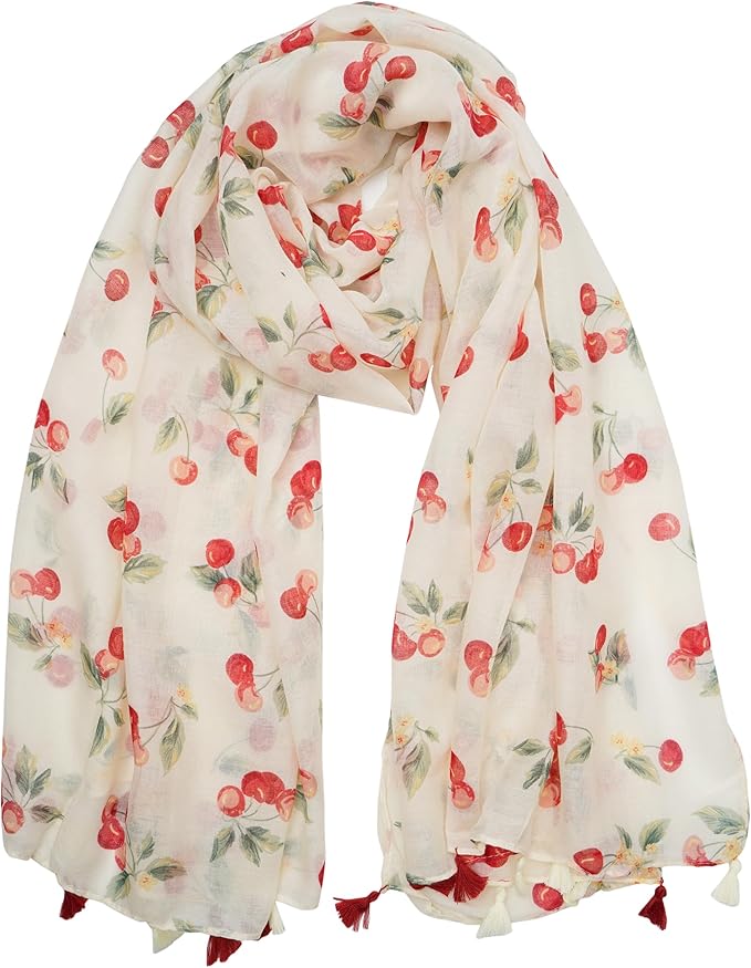 YOUR SMILE Large Boho Scarf for Women Lightweight Floral Printed Scarves Fall Winter Fashion Fringed Shawl wraps