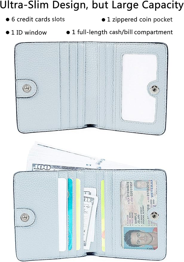 AINIMOER Small Leather Wallet for Women, Ladies Credit Card Holder RFID Blocking Women's Mini Bifold Pocket Purse