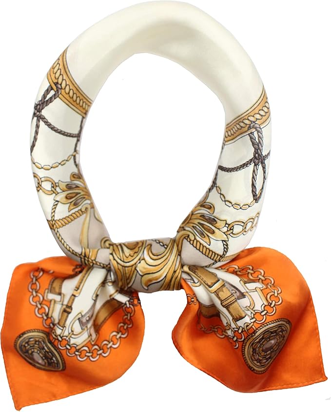 ANDANTINO 100% Real Mulberry Silk Scarf -21'' x 21''- Lightweight Neckerchief –Women Men Small Square Digital Printed Scarves