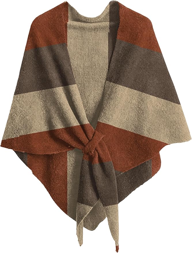 iWoo Women Soft Shawl Wraps kintted Open Front Poncho Sweater for Spring Fall Winter