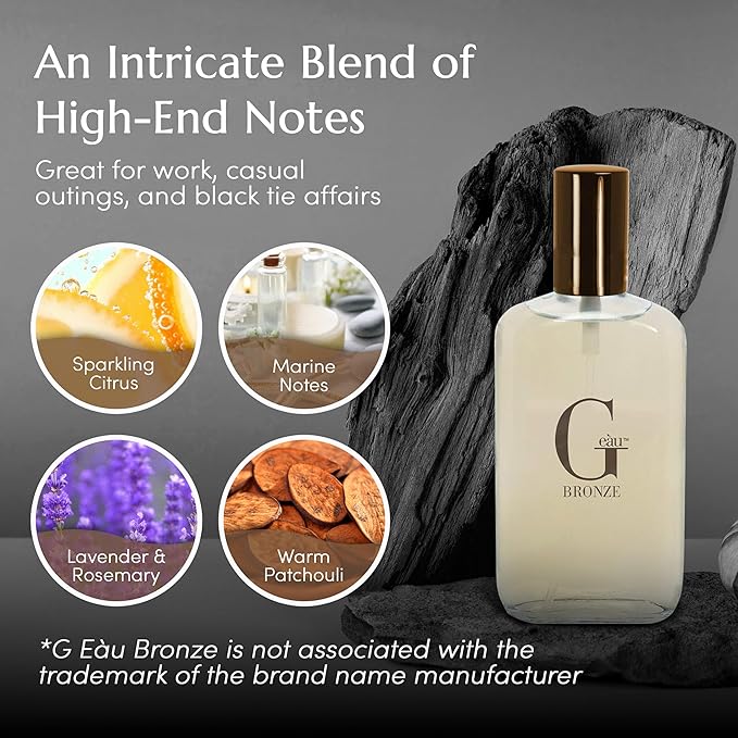 PB ParfumsBelcam G eàu Bronze Eau de Toilette Spray Perfume for Men – 3.4 Fl Oz Affordable Long Lasting Cologne, Aquatic Woody Fragrance with Citrus, Lavender, Rosemary & Patchouli for All Day Use