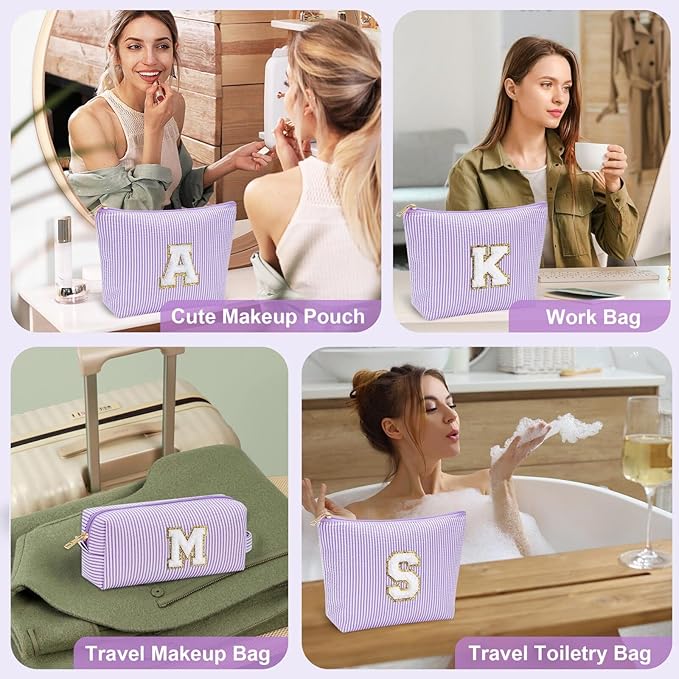 YOOLIFE Christmas Gifts For Teenage Girls Stocking Stuffers For Teen Girls Initial Makeup Bag | Cosmetic Travel Toiletry Bag | 9 10 11 12 13 14 15 Years Old | Teen Girl Gifts Trendy Stuff E