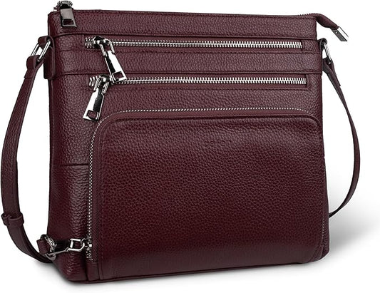 befen Genuine Leather Crossbody Bags for Women, Medium Anti-Theft Shoulder Purse with Built in RFID Wallet for Travel