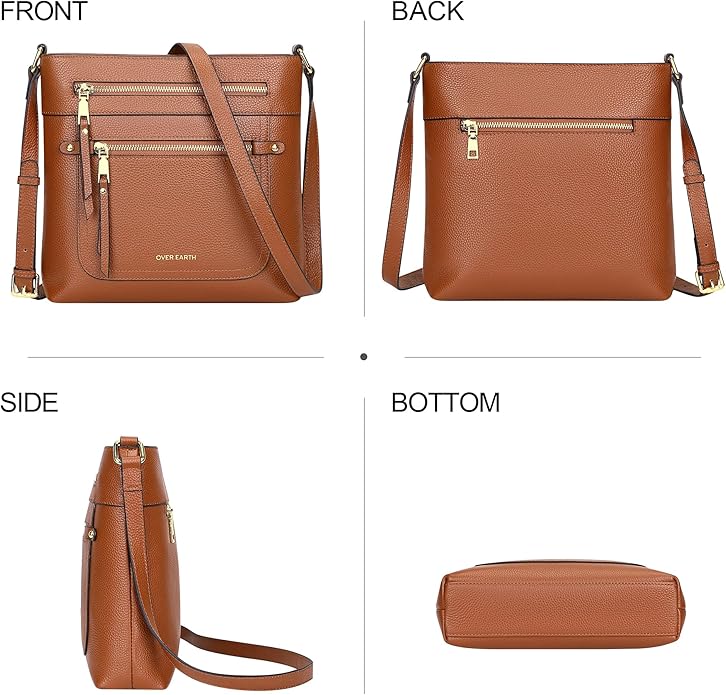 Over Earth Crossbody Bags for Women Leather Purses for Ladies with Multiple Pockets