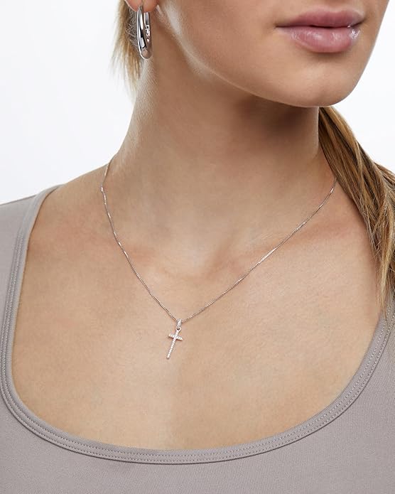 Milla 14K Gold Plated Cross Necklace for Women, Silver Cross Necklaces for Women, 18 inches Chain with Cross Pendant