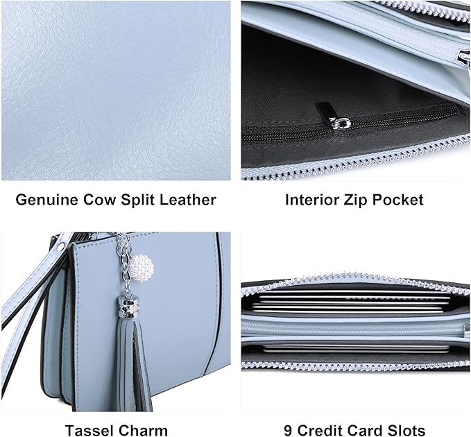 befen Genuine Leather Wristlet Clutch for Women Ultra-Slim Ladies Credit Card Holder Wallet Purses with RFID Protection