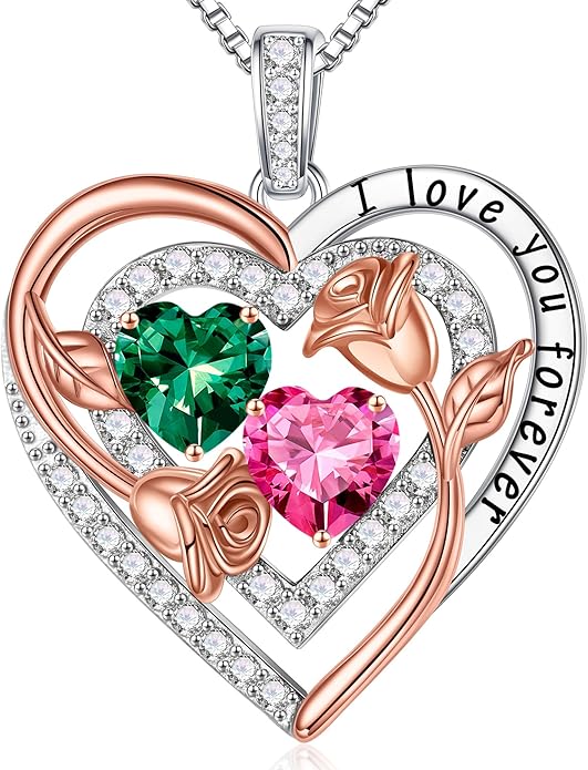 Iefil Mothers Day Gifts for Wife - Sterling Silver Birthstone Necklace Birthday Gifts for Her Wife
