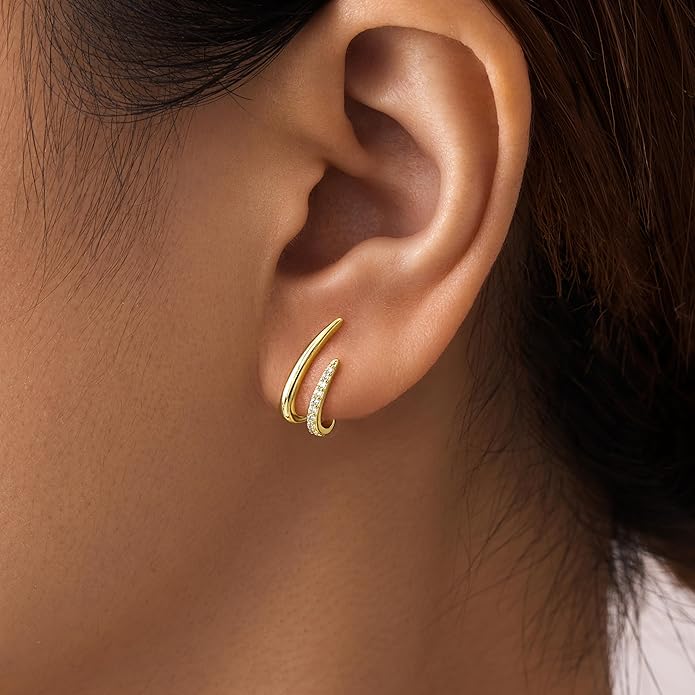Gold Plated Statement Chunky Dangle Stud Earrings for Women, Gold Plated Hoop Knot Claw Earrings Tarnish Free Jewelry for Women Gifts