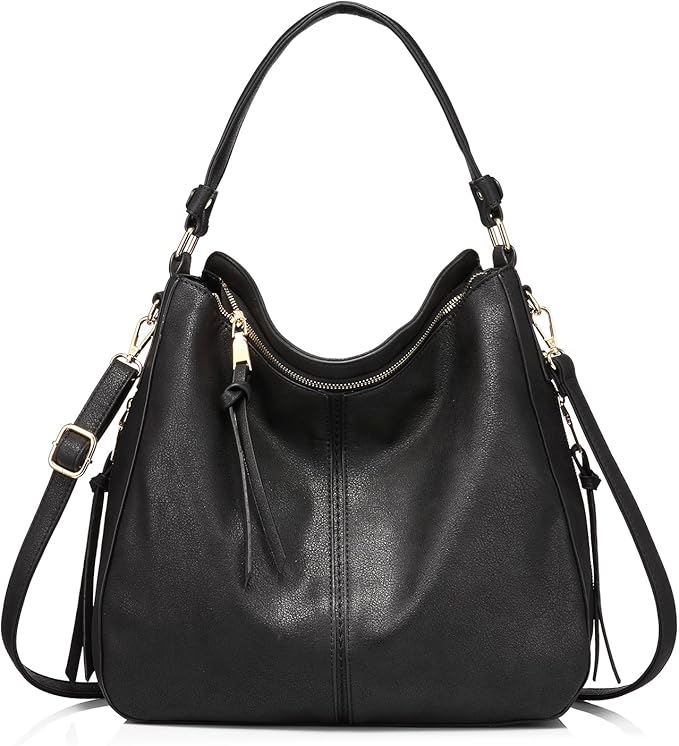 Realer Hobo Crossbody Bags for Women Designer Faux Leather Hobo Handbags Retro Large Size Shoulder Bag Bucket Purse